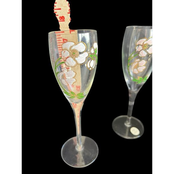 PR French Champagne Flutes Perrier Jouet Belle Epoque France Cherry Blossom - Picture 9 of 9